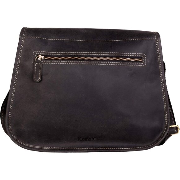 Women Charcoal Black Crossbody Satchel Ladies Tote Travel Leather Shoulder Bag - Picture 6 of 9